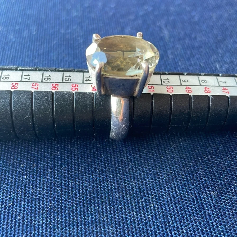 Sterling Silver Ring W A Gorgeous Faceted Topaz, Stunning, Sparkle!11.2 grams